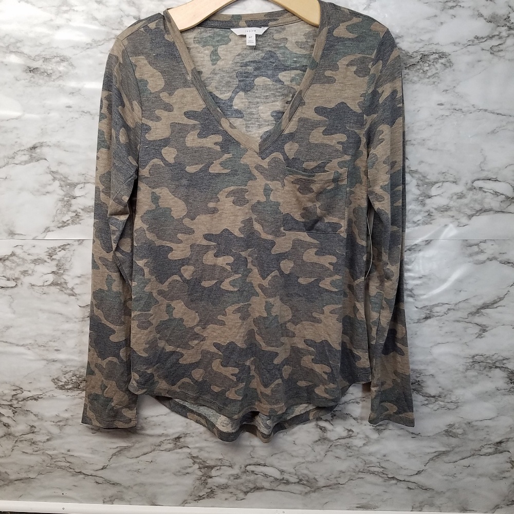 Ivoire Womens Camo Top Longsleeve Sz S